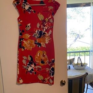 Enfocus Studio Red and Orange Floral Mini Dress